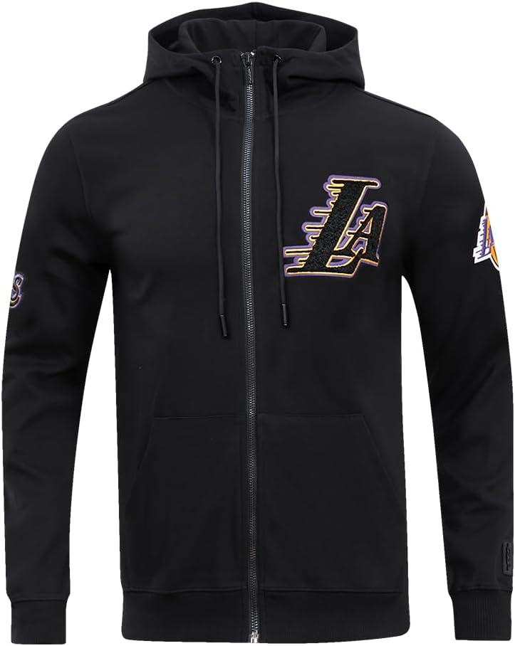 imagePro Standard Mens NBA Classic Chenille Cotton Double Knit Full Zip HoodieBlack