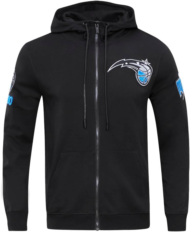 imagePro Standard Mens NBA Classic Chenille Cotton Double Knit Full Zip HoodieBlack