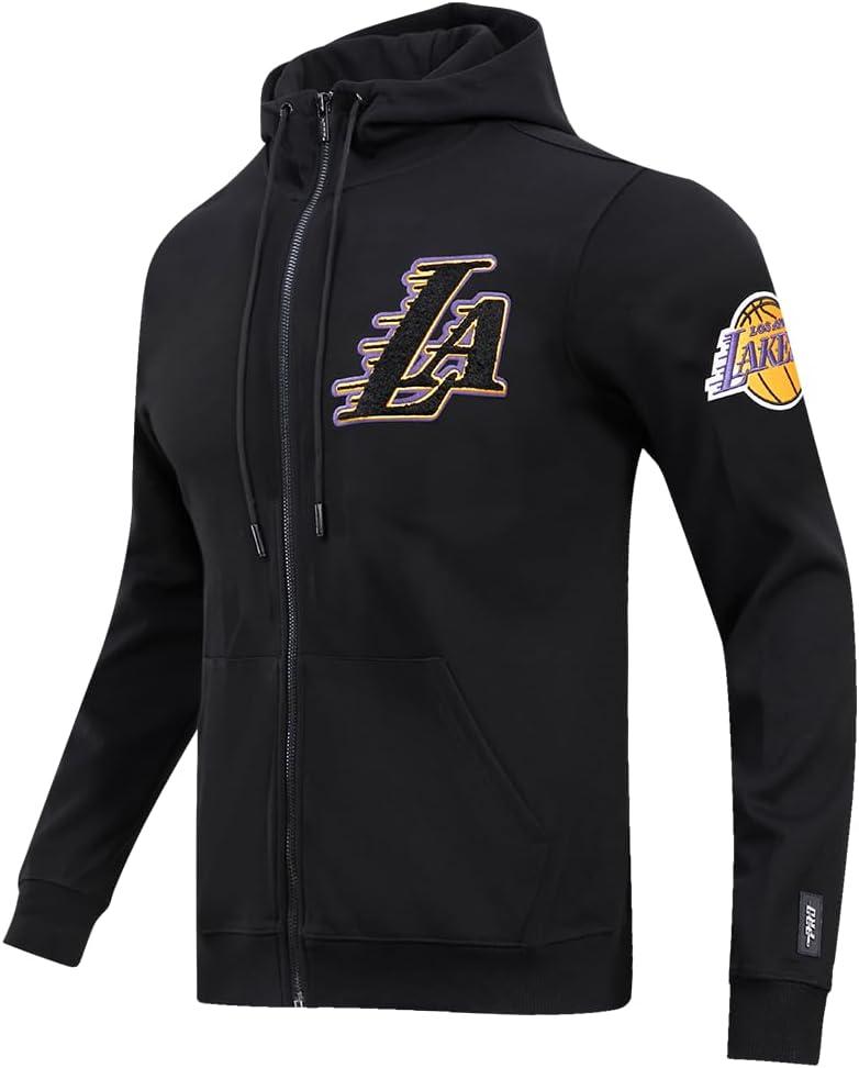 imagePro Standard Mens NBA Classic Chenille Cotton Double Knit Full Zip HoodieBlack