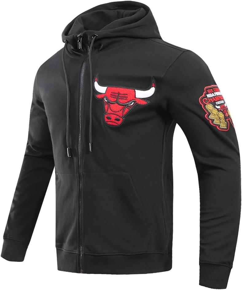 imagePro Standard Mens NBA Classic Chenille Cotton Double Knit Full Zip HoodieBlack