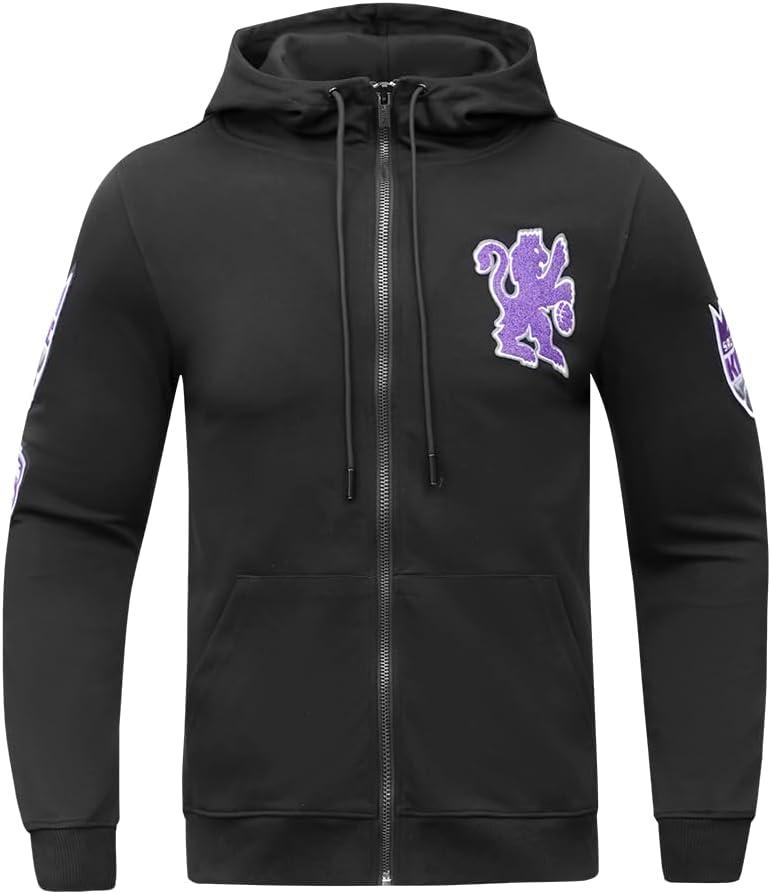 imagePro Standard Mens NBA Classic Chenille Cotton Double Knit Full Zip HoodieBlack