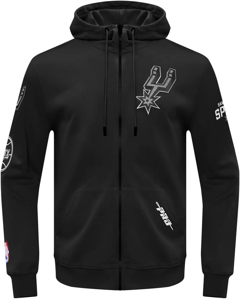 imagePro Standard Mens NBA Classic Chenille Cotton Double Knit Full Zip HoodieBlack