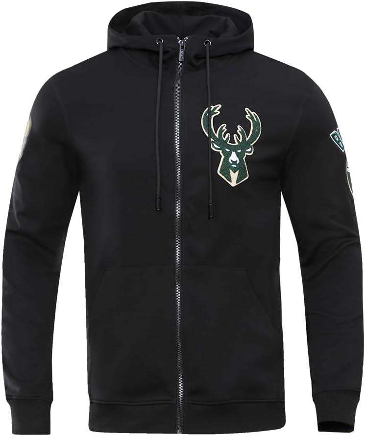 imagePro Standard Mens NBA Classic Chenille Cotton Double Knit Full Zip HoodieBlack