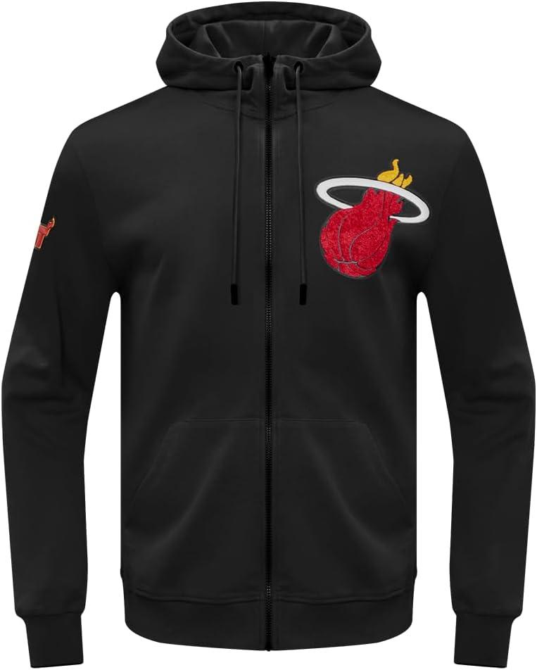 imagePro Standard Mens NBA Classic Chenille Cotton Double Knit Full Zip HoodieBlack