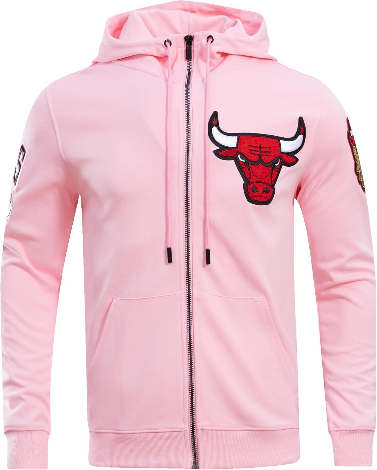imagePro Standard Mens NBA Classic Chenille Cotton Double Knit Full Zip HoodiePink