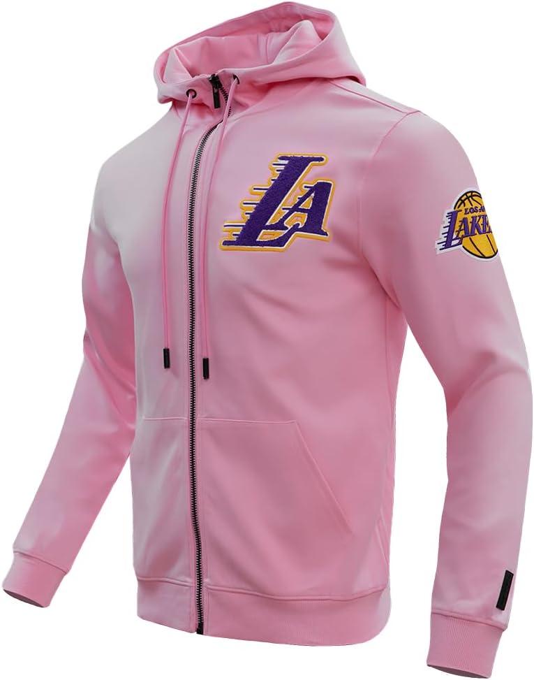 imagePro Standard Mens NBA Classic Chenille Cotton Double Knit Full Zip HoodiePink