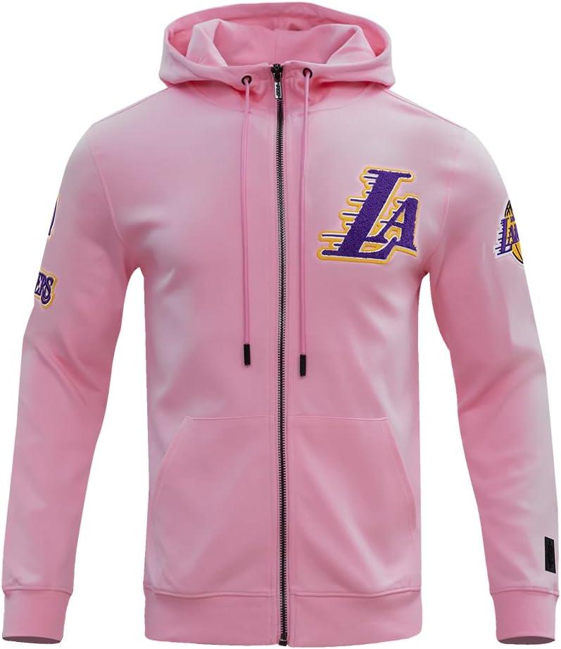 imagePro Standard Mens NBA Classic Chenille Cotton Double Knit Full Zip HoodiePink