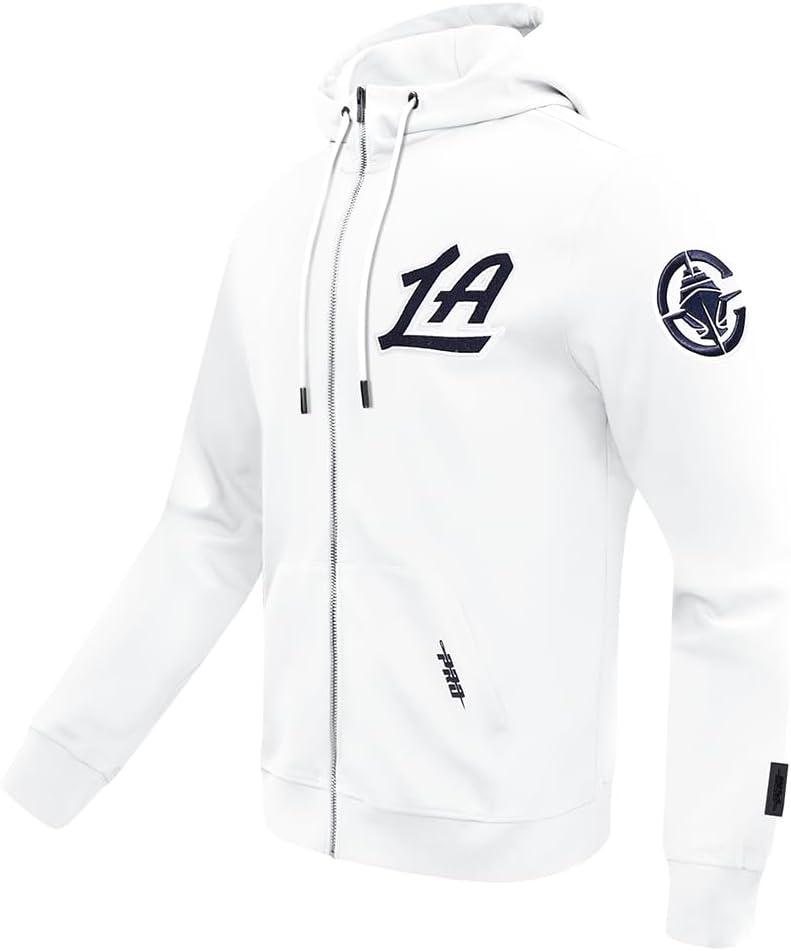 imagePro Standard Mens NBA Classic Chenille Cotton Double Knit Full Zip HoodieWhite