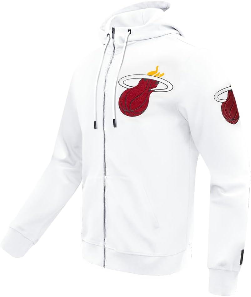 imagePro Standard Mens NBA Classic Chenille Cotton Double Knit Full Zip HoodieWhite