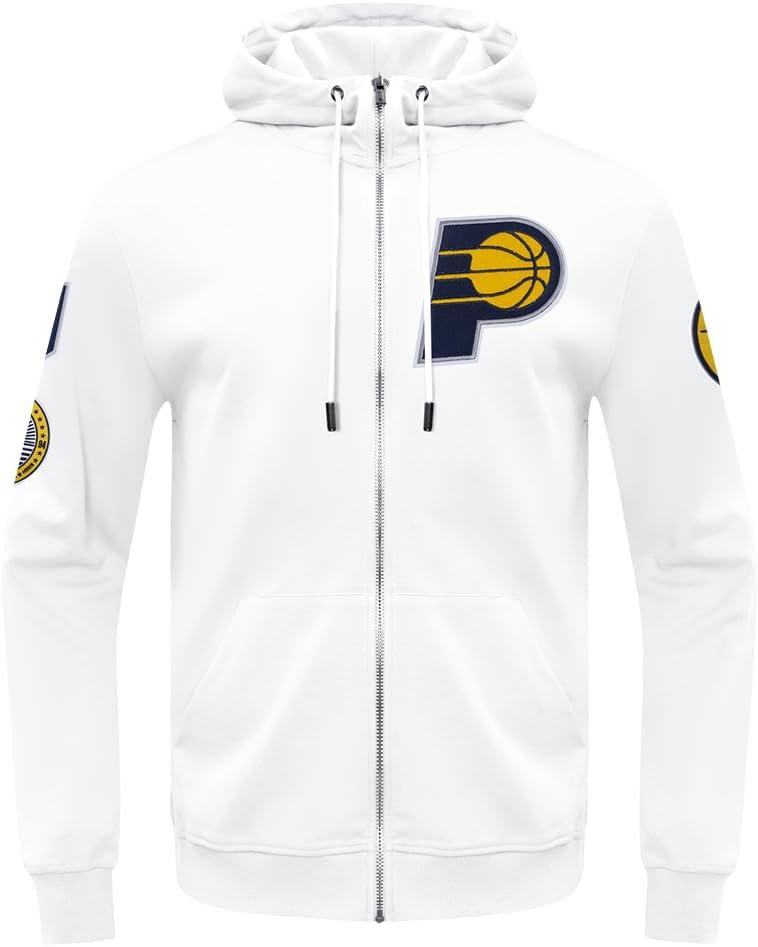 imagePro Standard Mens NBA Classic Chenille Cotton Double Knit Full Zip HoodieWhite
