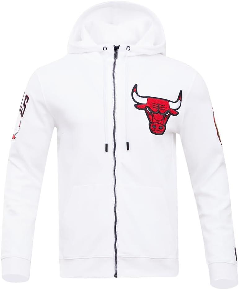 imagePro Standard Mens NBA Classic Chenille Cotton Double Knit Full Zip HoodieWhite
