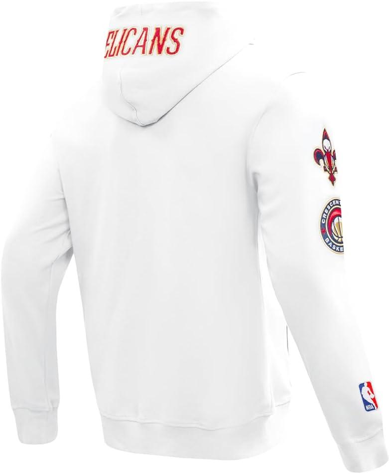 imagePro Standard Mens NBA Classic Chenille Cotton Double Knit Full Zip HoodieWhite