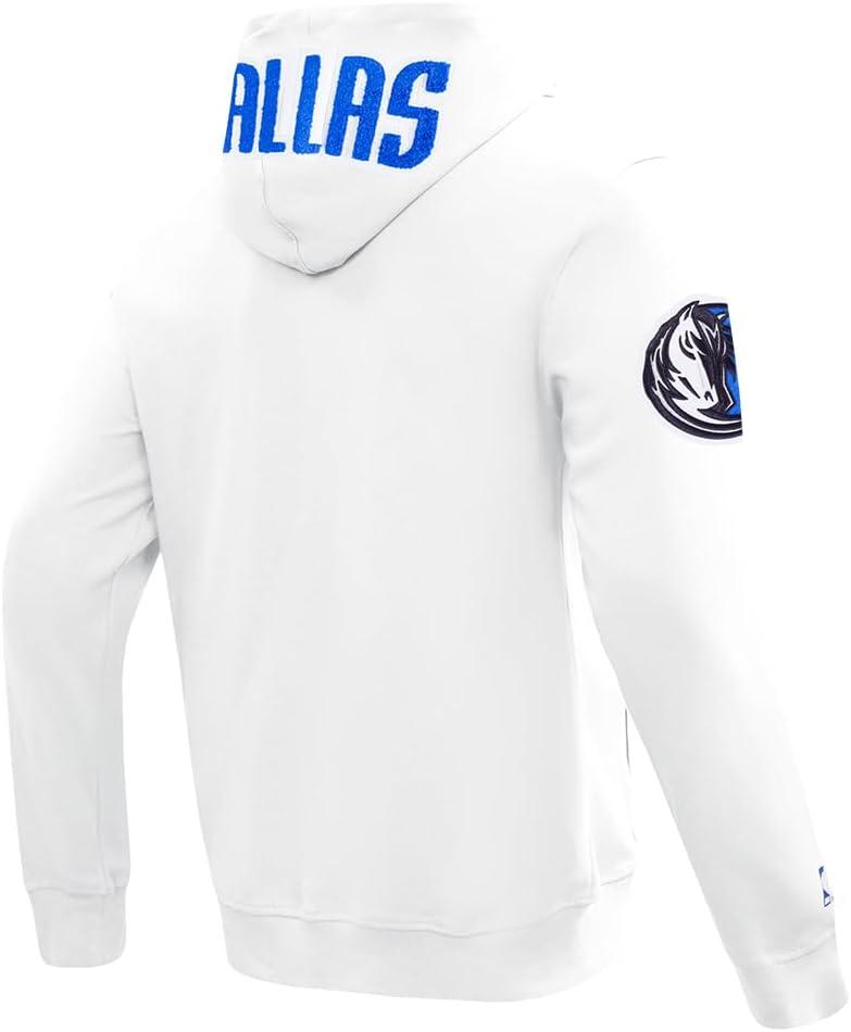 imagePro Standard Mens NBA Classic Chenille Cotton Double Knit Full Zip HoodieWhite
