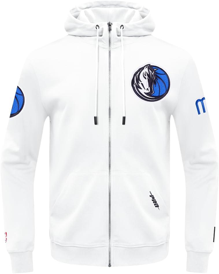 imagePro Standard Mens NBA Classic Chenille Cotton Double Knit Full Zip HoodieWhite