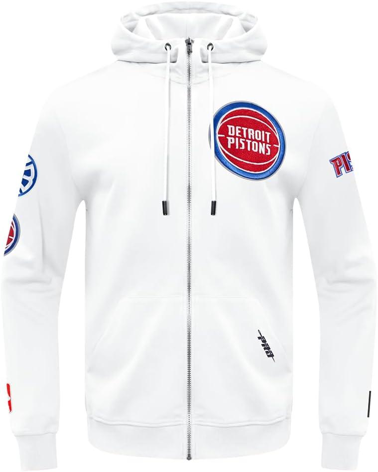 imagePro Standard Mens NBA Classic Chenille Cotton Double Knit Full Zip HoodieWhite
