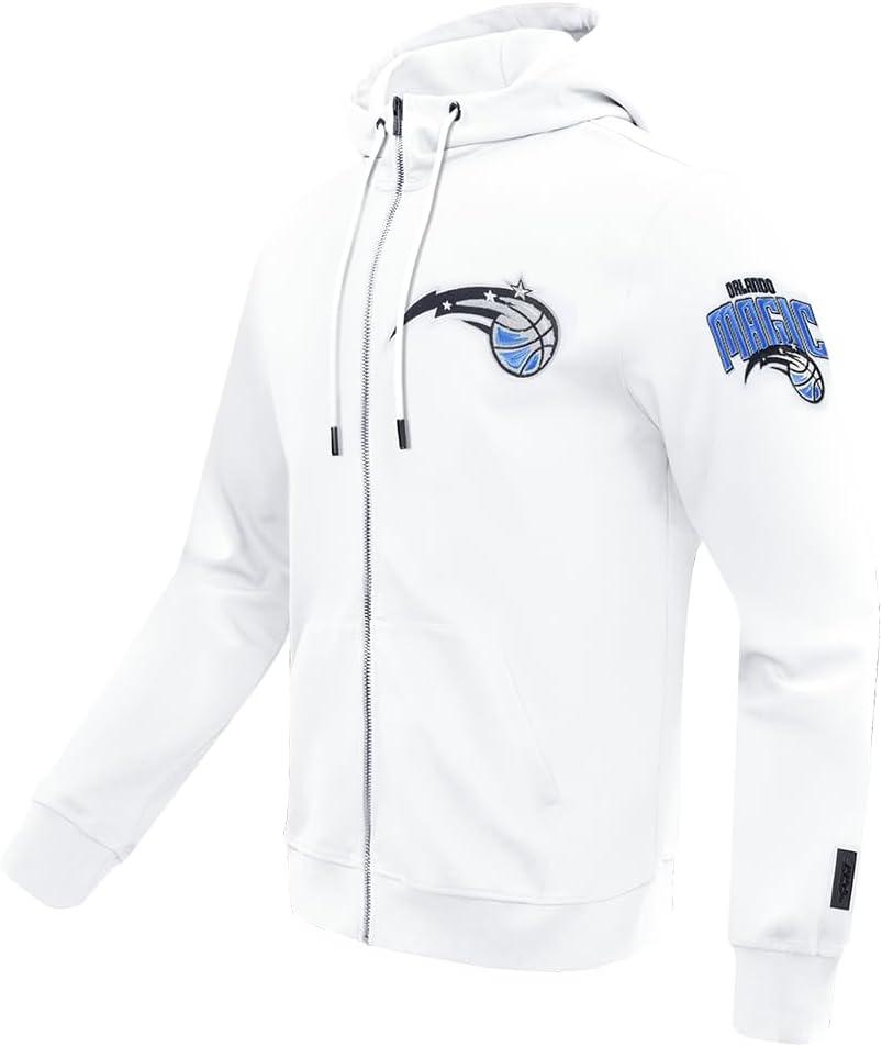 imagePro Standard Mens NBA Classic Chenille Cotton Double Knit Full Zip HoodieWhite
