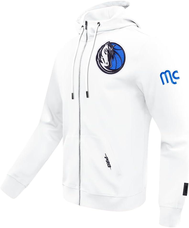 imagePro Standard Mens NBA Classic Chenille Cotton Double Knit Full Zip HoodieWhite