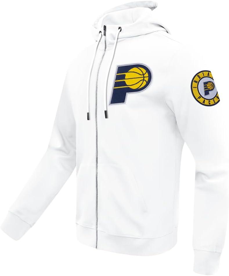 imagePro Standard Mens NBA Classic Chenille Cotton Double Knit Full Zip HoodieWhite