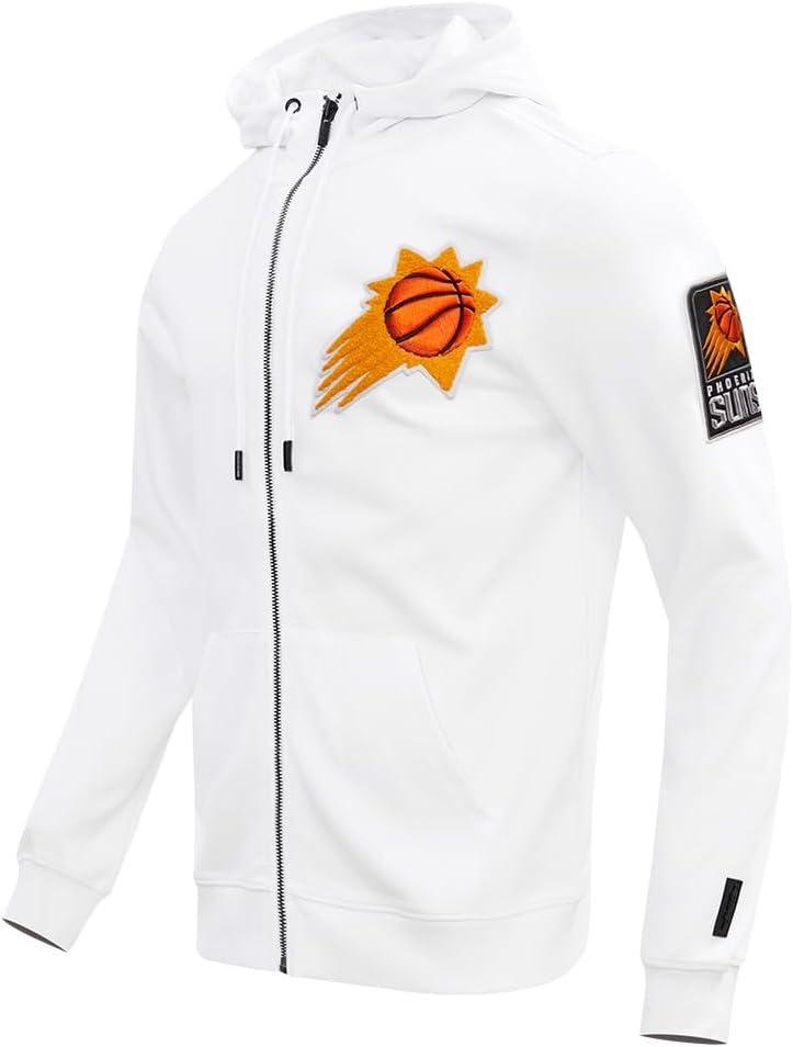 imagePro Standard Mens NBA Classic Chenille Cotton Double Knit Full Zip HoodieWhite