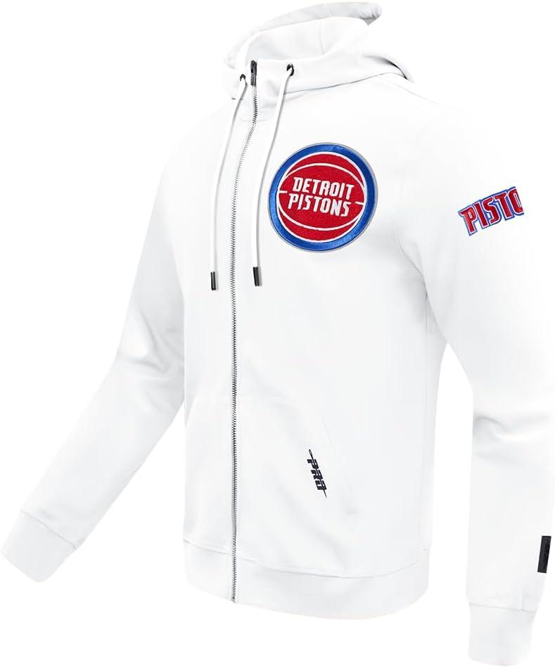 imagePro Standard Mens NBA Classic Chenille Cotton Double Knit Full Zip HoodieWhite