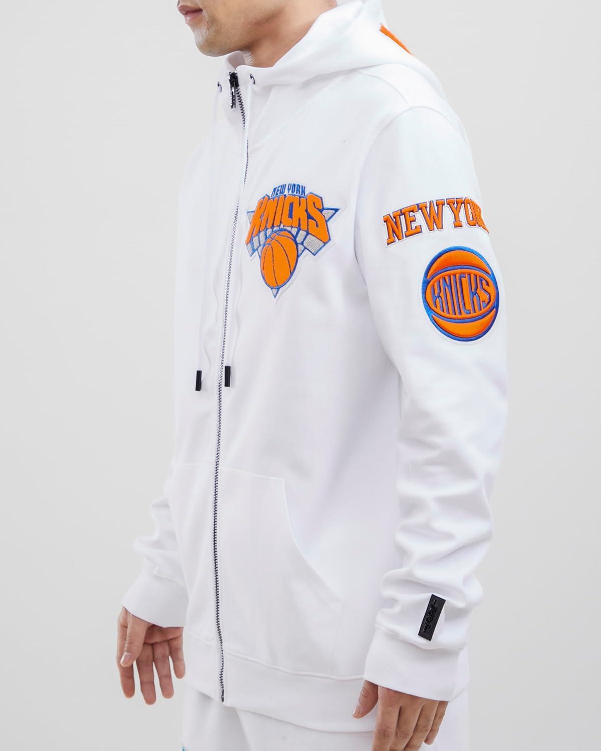 imagePro Standard Mens NBA Classic Chenille Cotton Double Knit Full Zip HoodieWhite