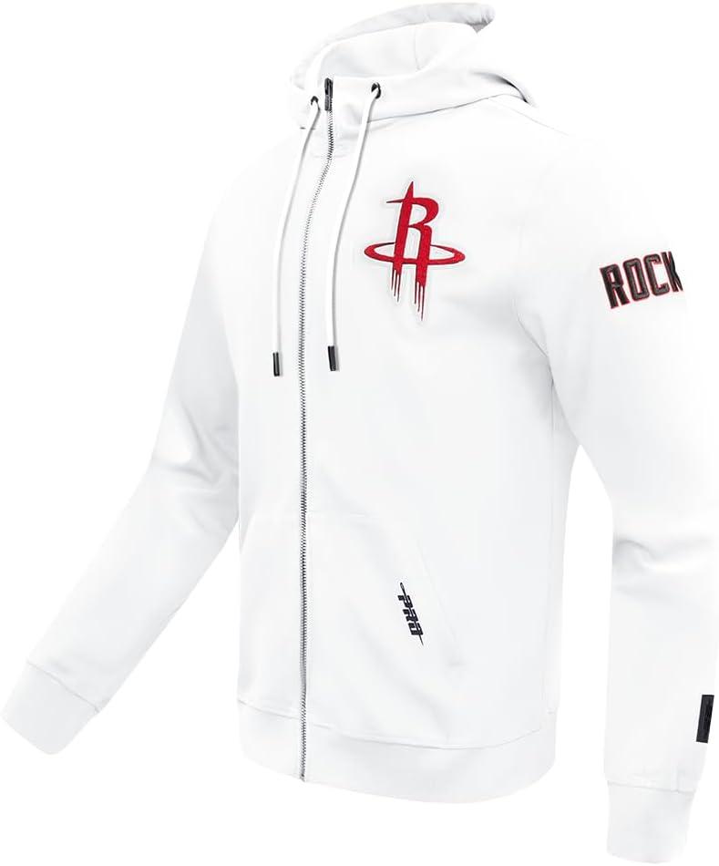 imagePro Standard Mens NBA Classic Chenille Cotton Double Knit Full Zip HoodieWhite