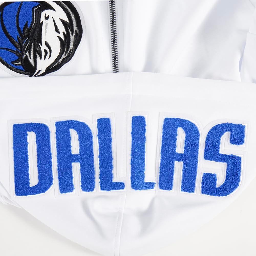imagePro Standard Mens NBA Classic Chenille Cotton Double Knit Full Zip HoodieWhite