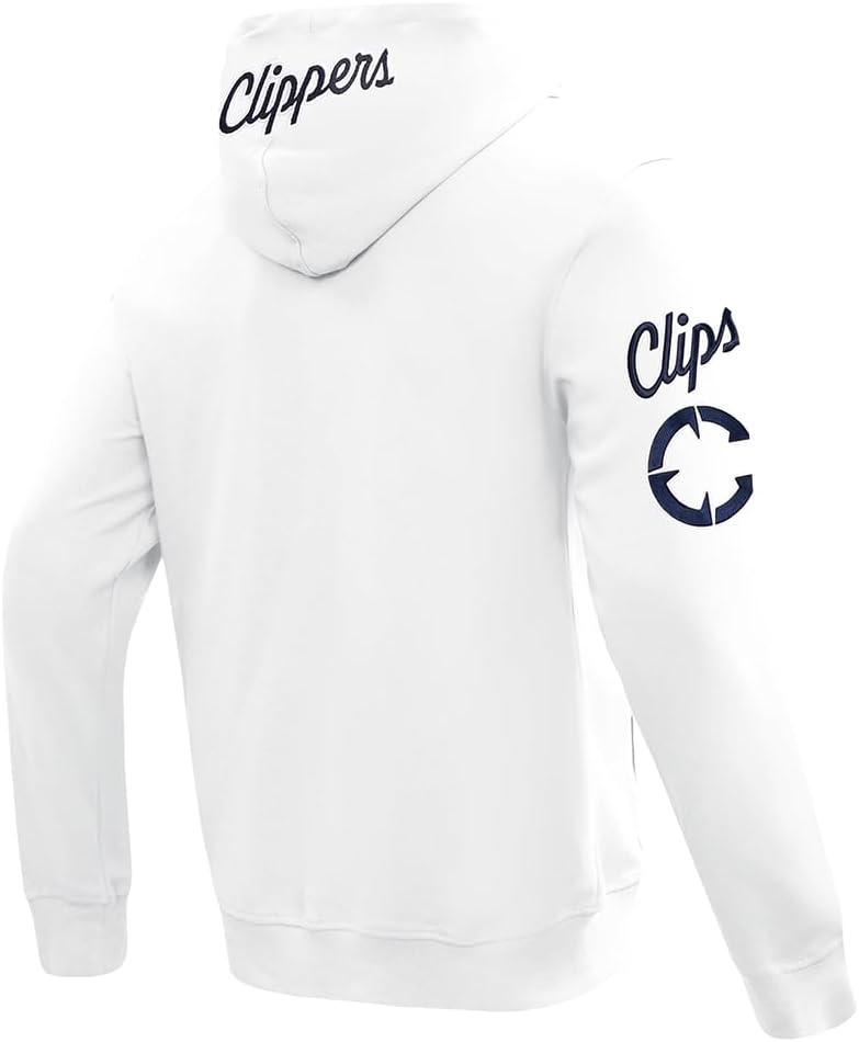 imagePro Standard Mens NBA Classic Chenille Cotton Double Knit Full Zip HoodieWhite