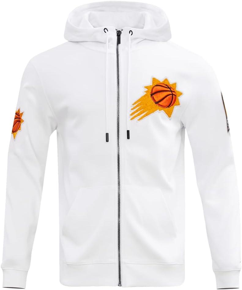 imagePro Standard Mens NBA Classic Chenille Cotton Double Knit Full Zip HoodieWhite