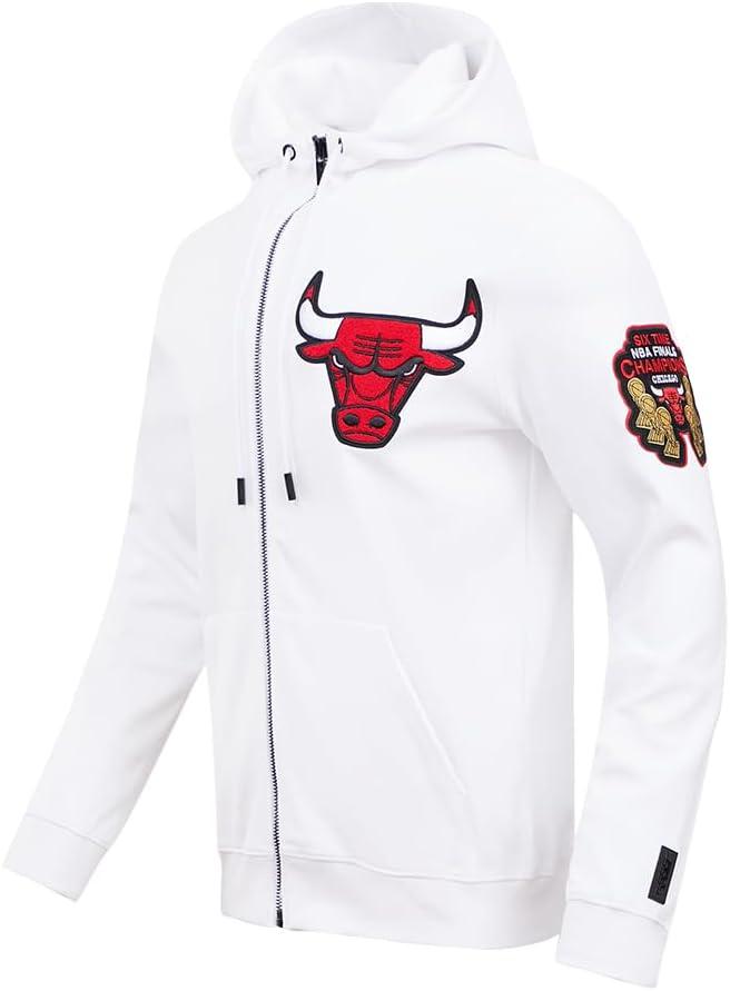 imagePro Standard Mens NBA Classic Chenille Cotton Double Knit Full Zip HoodieWhite