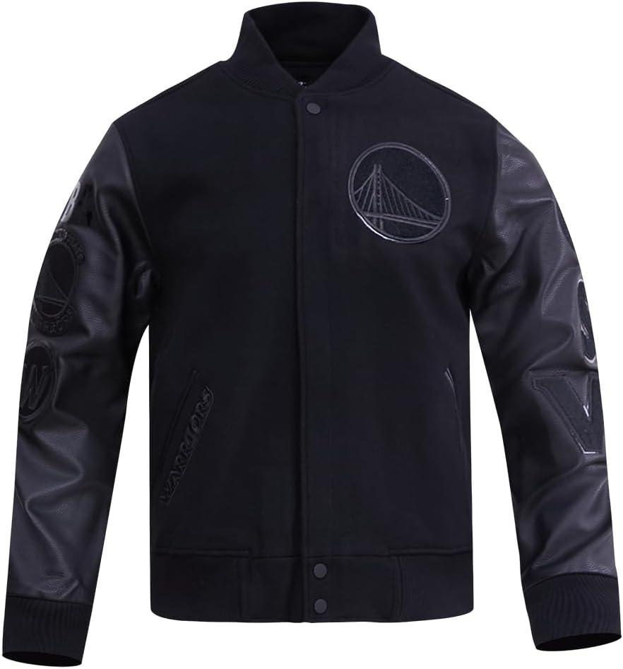 imagePro Standard Mens NBA Classic Triple Black Varsity JacketTriple Black