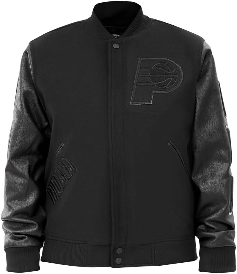 imagePro Standard Mens NBA Classic Triple Black Varsity JacketTriple Black