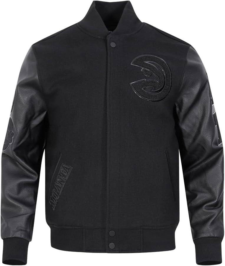 imagePro Standard Mens NBA Classic Triple Black Varsity JacketTriple Black