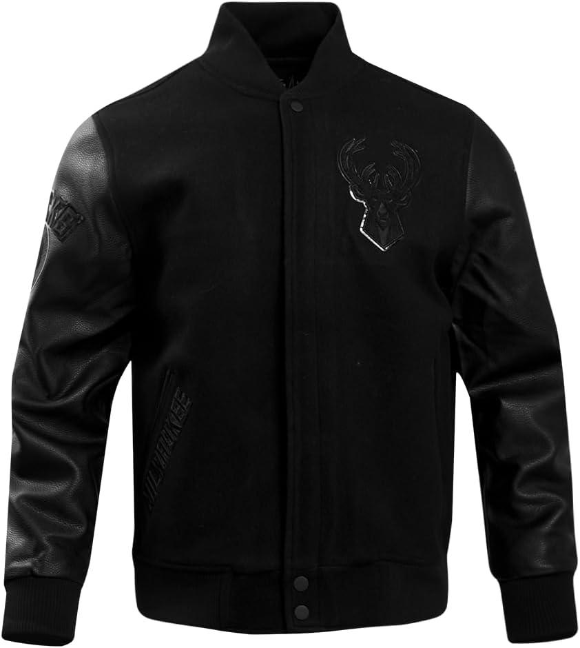 imagePro Standard Mens NBA Classic Triple Black Varsity JacketTriple Black