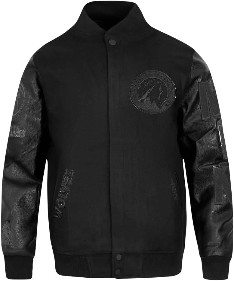 imagePro Standard Mens NBA Classic Triple Black Varsity JacketTriple Black