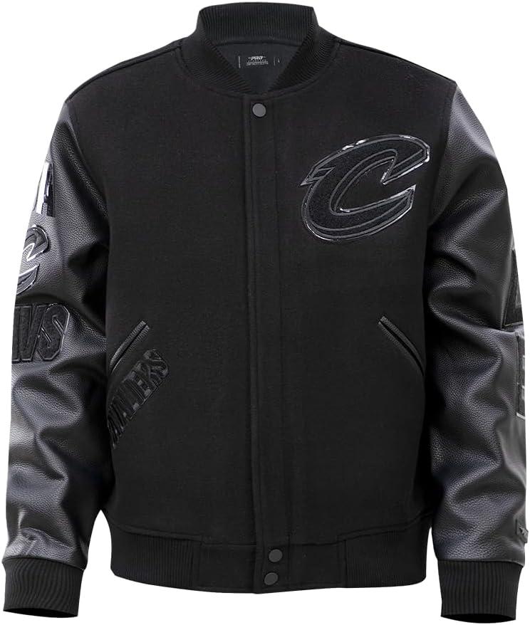 imagePro Standard Mens NBA Classic Triple Black Varsity JacketTriple Black
