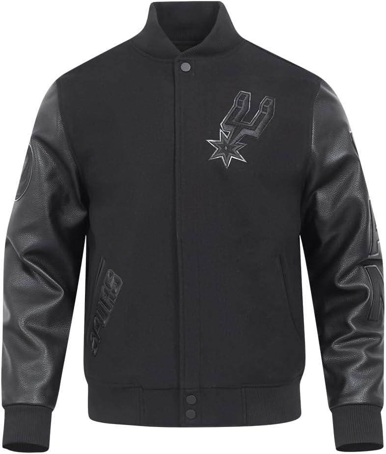 imagePro Standard Mens NBA Classic Triple Black Varsity JacketTriple Black