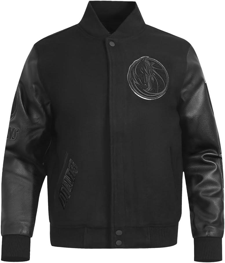 imagePro Standard Mens NBA Classic Triple Black Varsity JacketTriple Black