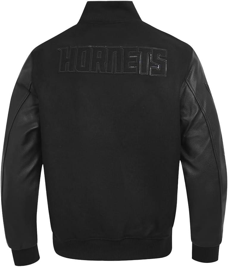 imagePro Standard Mens NBA Classic Triple Black Varsity JacketTriple Black