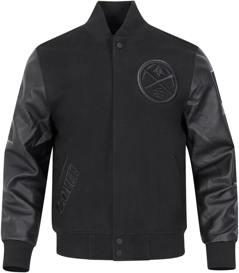 imagePro Standard Mens NBA Classic Triple Black Varsity JacketTriple Black