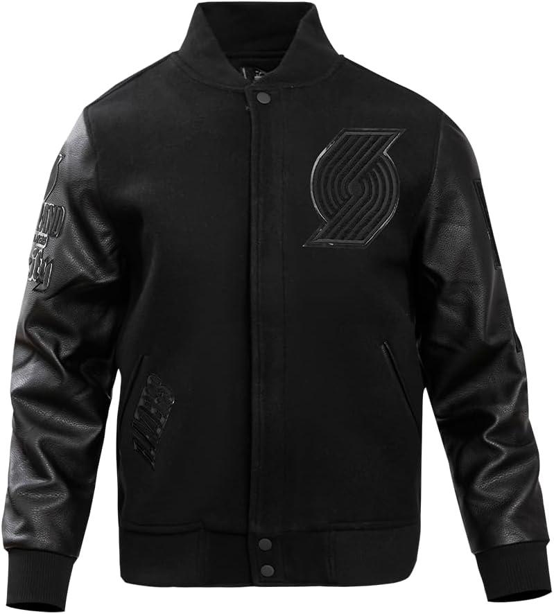 imagePro Standard Mens NBA Classic Triple Black Varsity JacketTriple Black