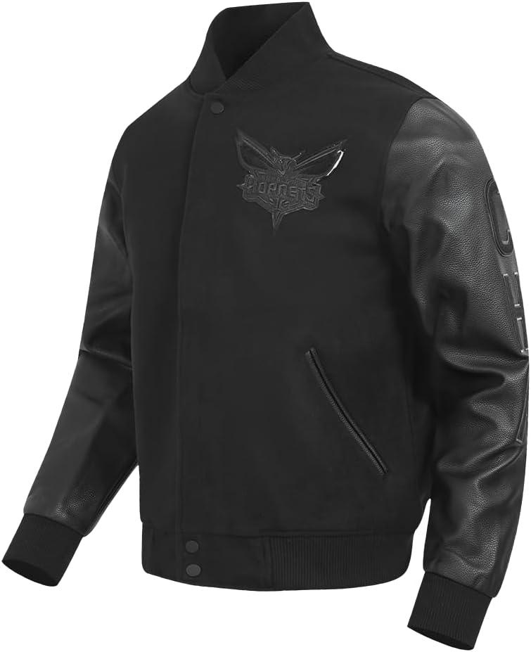 imagePro Standard Mens NBA Classic Triple Black Varsity JacketTriple Black