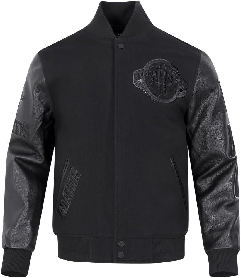 imagePro Standard Mens NBA Classic Triple Black Varsity JacketTriple Black