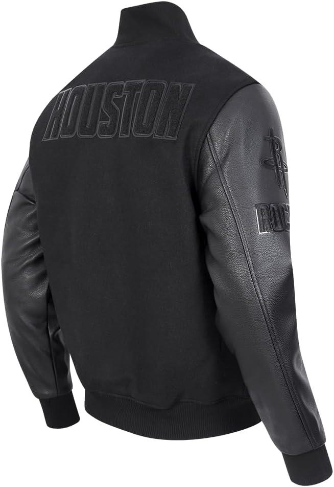 imagePro Standard Mens NBA Classic Triple Black Varsity JacketTriple Black