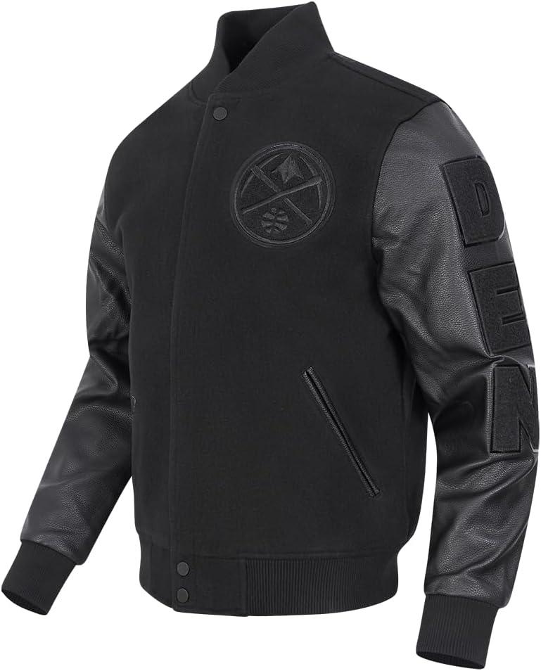 imagePro Standard Mens NBA Classic Triple Black Varsity JacketTriple Black