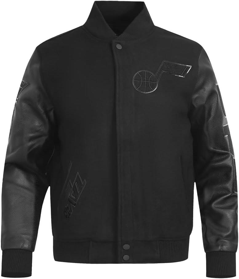 imagePro Standard Mens NBA Classic Triple Black Varsity JacketTriple Black