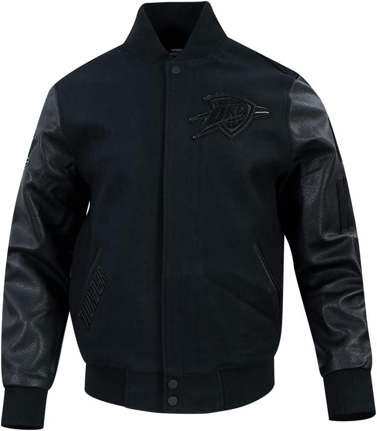 imagePro Standard Mens NBA Classic Triple Black Varsity JacketTriple Black