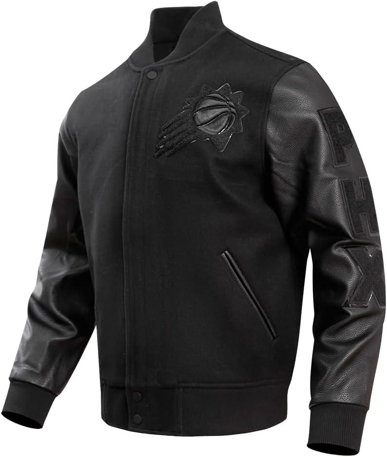 imagePro Standard Mens NBA Classic Triple Black Varsity JacketTriple Black