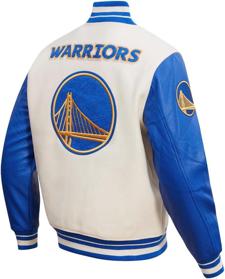 imagePro Standard Mens NBA Retro Classics Varsity JacketEggshellRoyal Blue