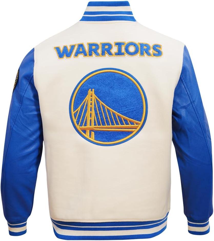 imagePro Standard Mens NBA Retro Classics Varsity JacketEggshellRoyal Blue
